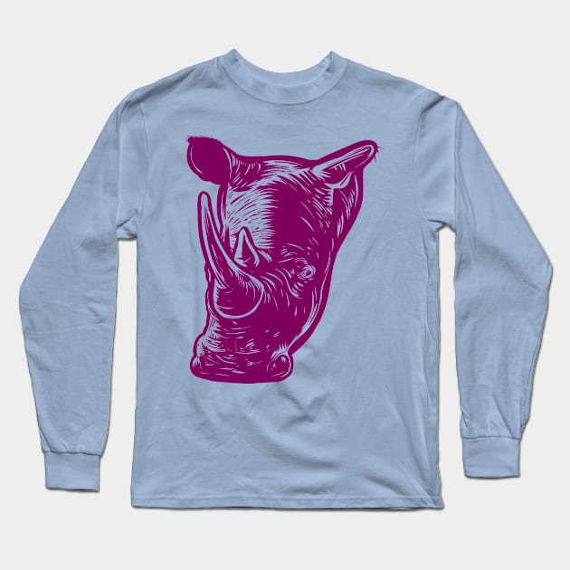 Rhino Long Sleeve T-Shirt by PaybackPenguin